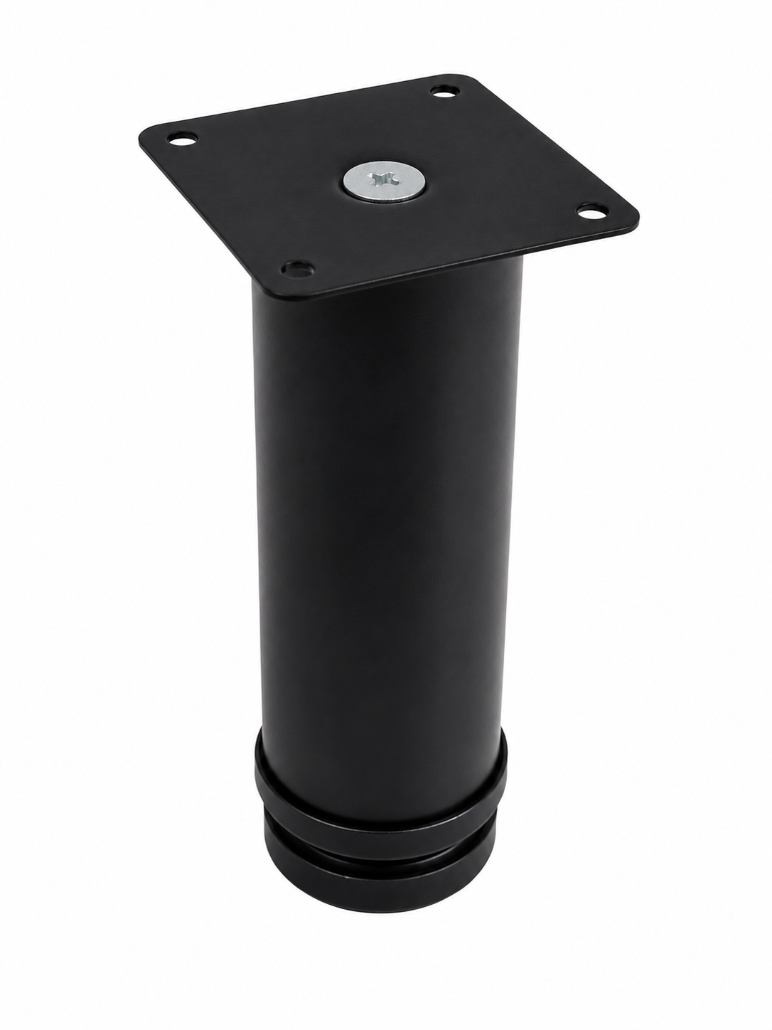 PÉ DE MÓVEIS TUBO C/REG. 15cm x 5cm - PRETO