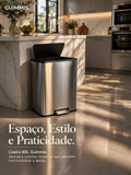 Lixeira de pedal seletiva em aço inox escovado capacidade 60 litros (30+30) - Guimmis