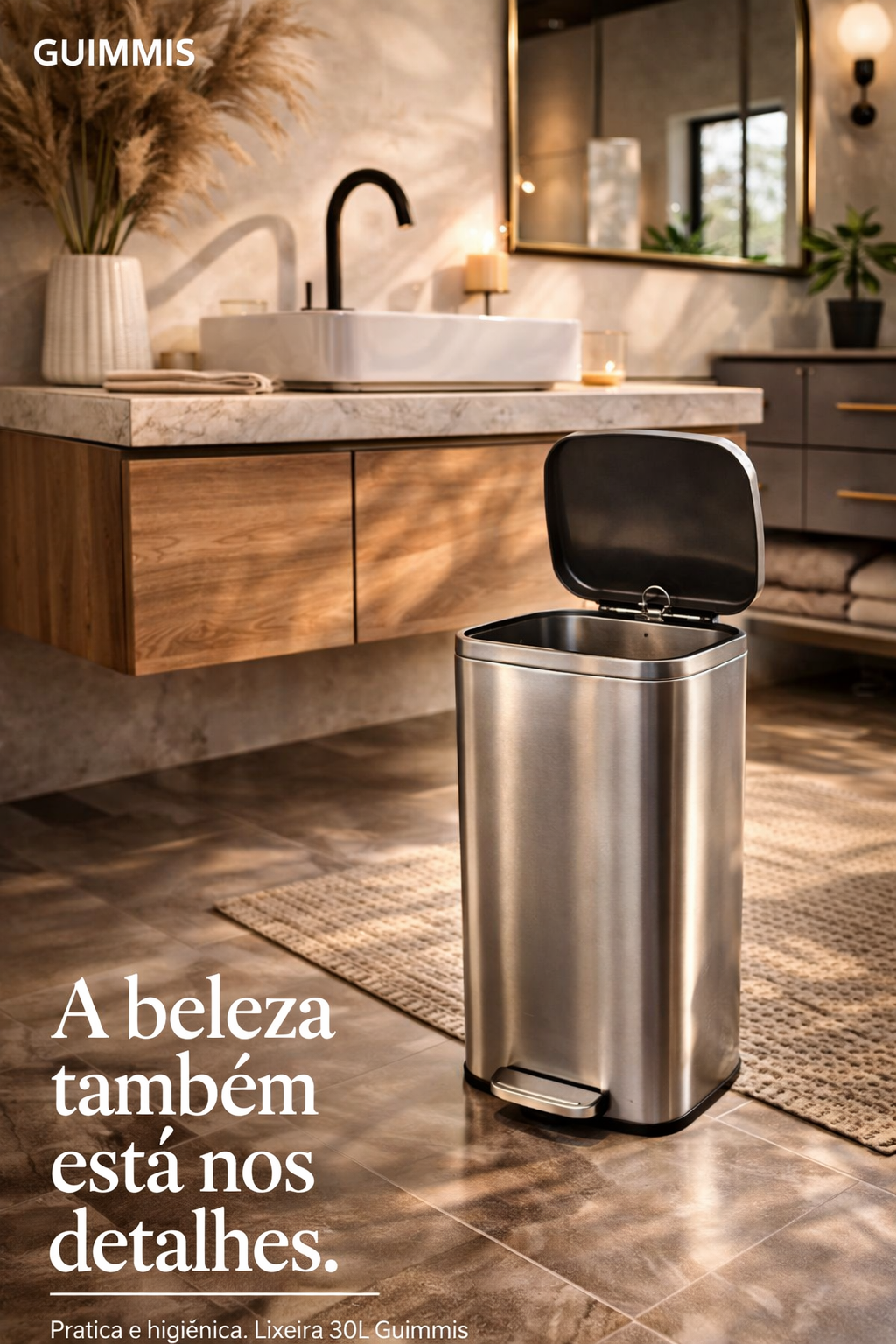 Lixeira Pedal Top Clean Inox 30 Litros com Balde Interno