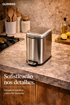 Lixeira Pedal Top Clean Inox 10 Litros com Balde Interno
