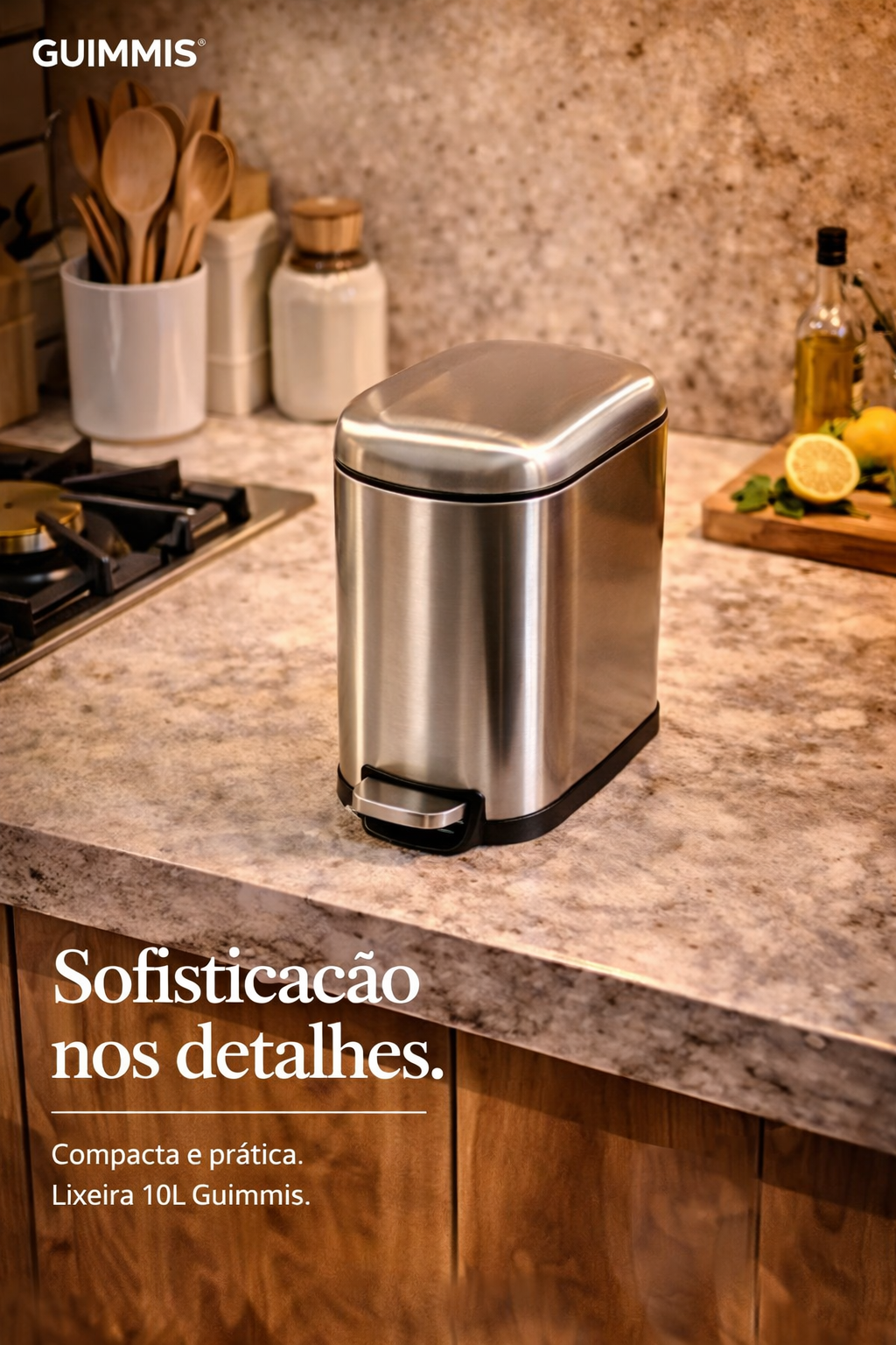 Lixeira Pedal Top Clean Inox 10 Litros com Balde Interno