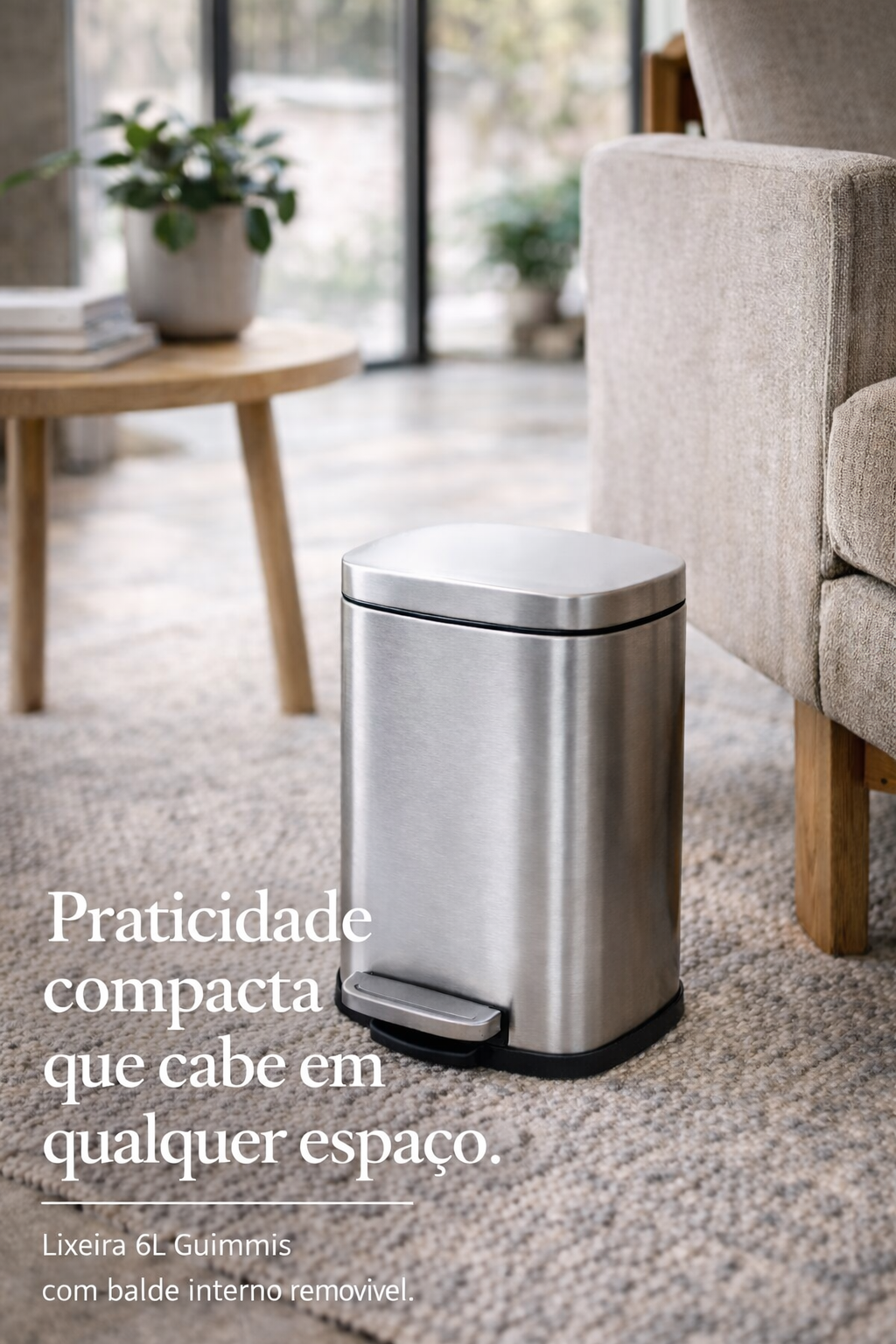 Lixeira Pedal Top Clean Inox 6 Litros com Balde Interno