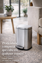 Lixeira Pedal Top Clean Inox 6 Litros com Balde Interno