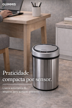 Lixeira automatica em aço inox escovado USB capacidade 6 litros - Guimmis - Rubi - 20-2004