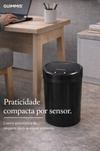 Lixeira automatica em aço inox preto USB capacidade 6 litros - Guimmis - Rubi - 20-2006