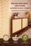 Palha Natural Celulose Quadriculada Creme 1 metro
