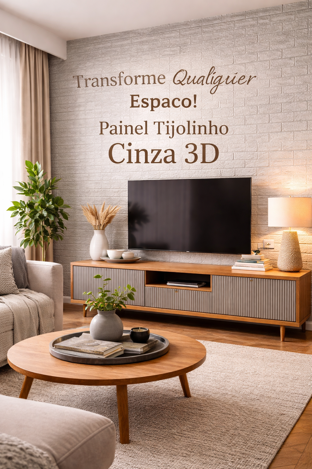 Painel Adesivo Tijolinho Concreto 3D (70x77cm)