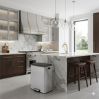 Lixeira de pedal seletiva em aço inox escovado capacidade 60 litros (30+30) - Guimmis