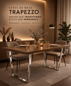 KIT 02 PÉS DE MÓVEIS TRAPEZZO 71 X 58CM, TUBO 25MM, CROMADO